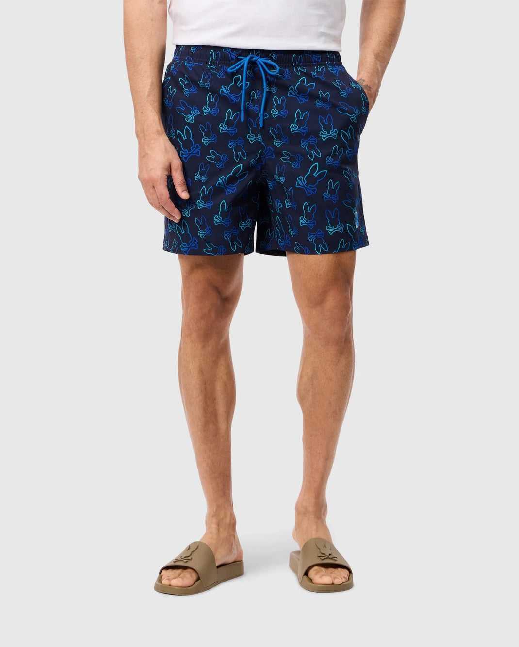 Slip de Bain Psycho Bunny Sheldon All Over Print Swim Trunk Bleu Marine Homme | MLC-57610313